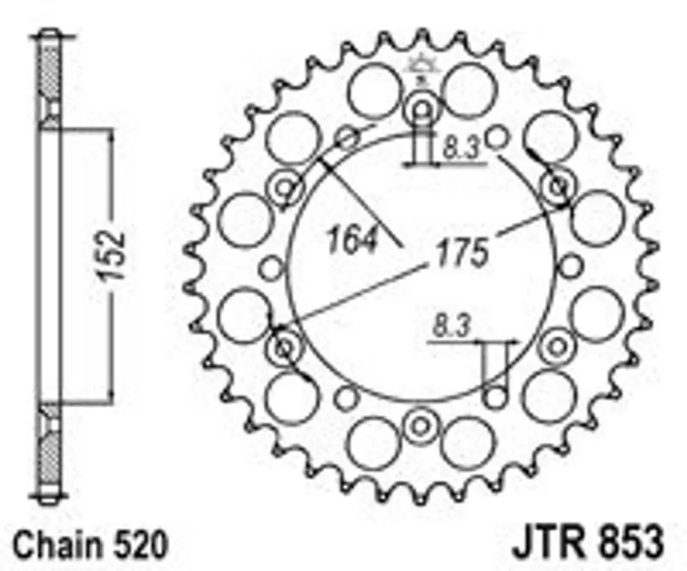 Autentický Řetězová rozeta JT JTR 853-42 42 zubů, 520