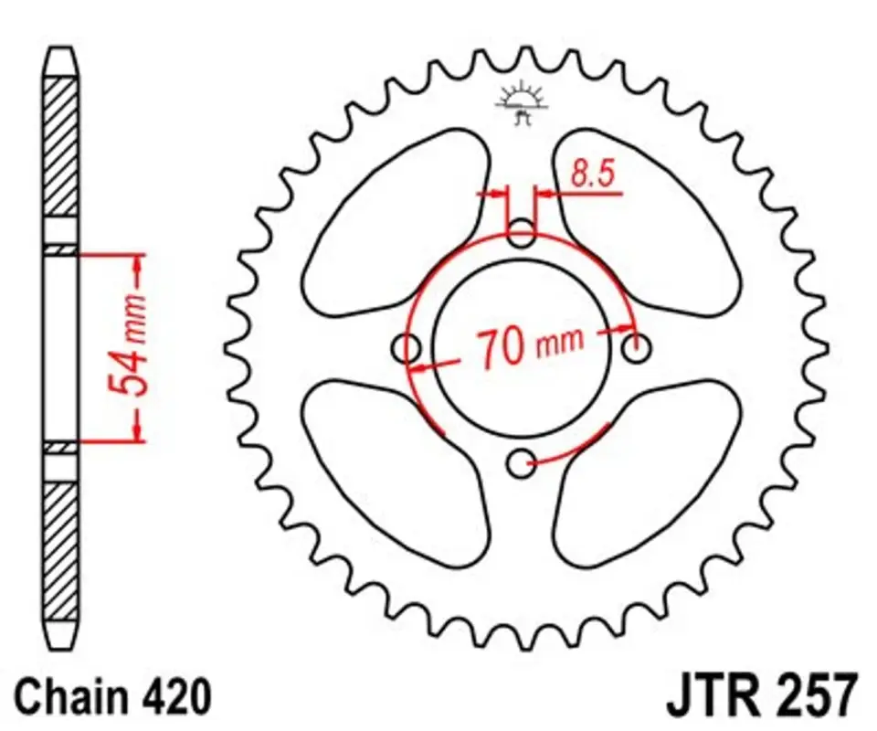 Řetězová rozeta JT JTR 257-40 40 zubů, 420 Nejlepší Volba