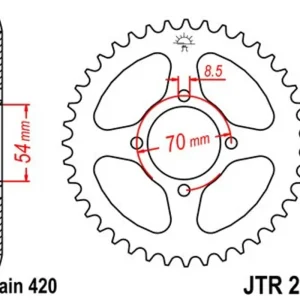 Řetězová rozeta JT JTR 257-41 41 zubů, 420 Výprodej