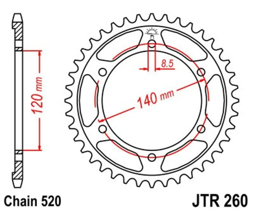 Must-Have Řetězová rozeta JT JTR 260-40 40 zubů, 520