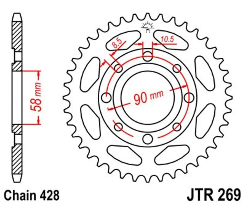 Expresní Doručení Řetězová rozeta JT JTR 269-50 50 zubů, 428
