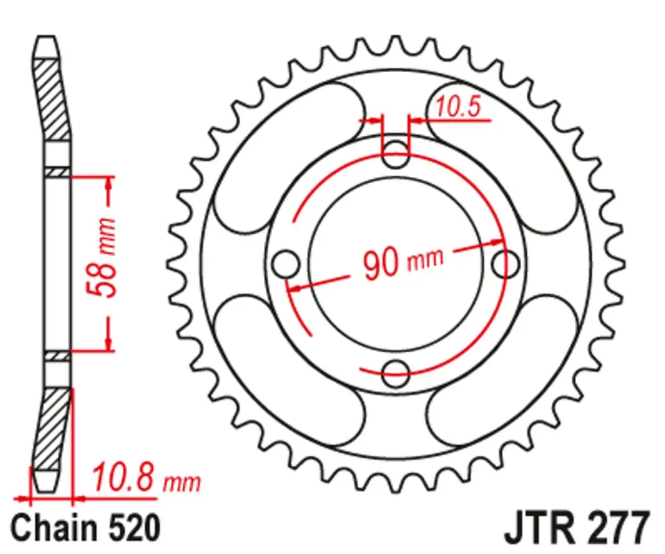 Bezpečná Platba Řetězová rozeta JT JTR 277-45 45 zubů, 520