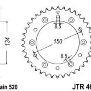 Finální Výprodej Řetězová rozeta JT JTR 460-44 44 zubů, 520