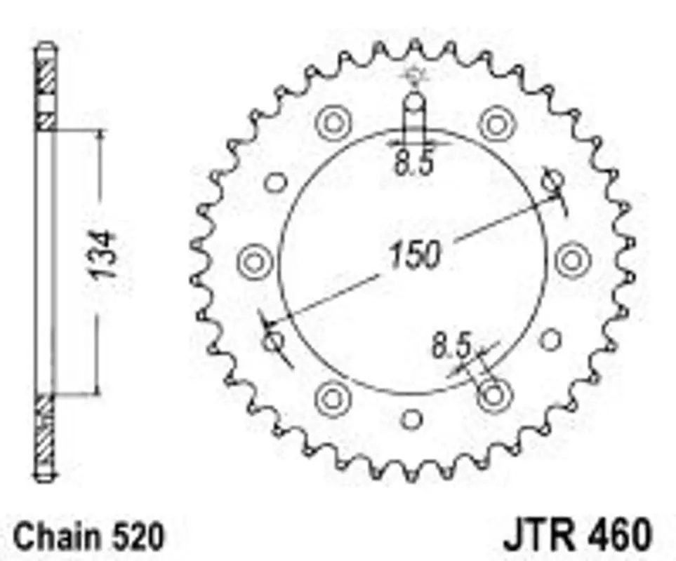 Finální Výprodej Řetězová rozeta JT JTR 460-44 44 zubů, 520
