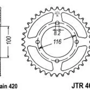 Značkový Řetězová rozeta JT JTR 461-48 48 zubů, 420