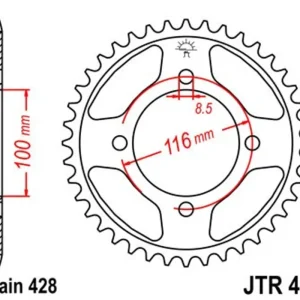 Značkový Řetězová rozeta JT JTR 462-49 49 zubů, 428
