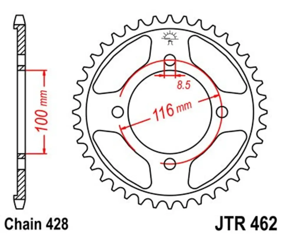 Bezpečná Platba Řetězová rozeta JT JTR 462-54 54 zubů, 428