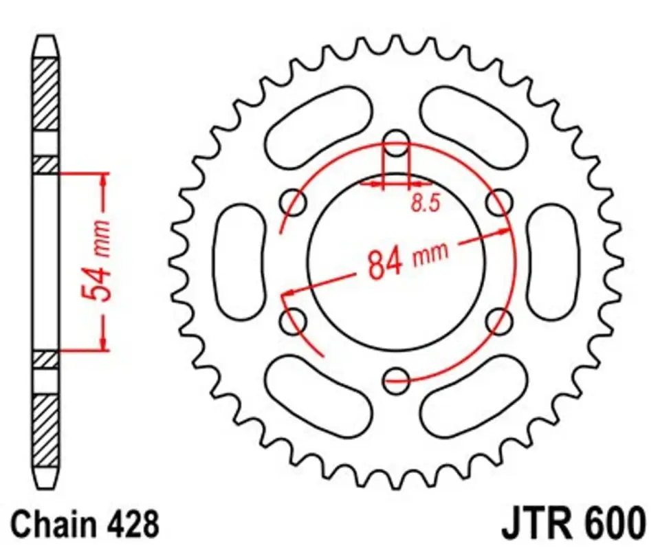 Novinka Řetězová rozeta JT JTR 600-52 52 zubů, 428
