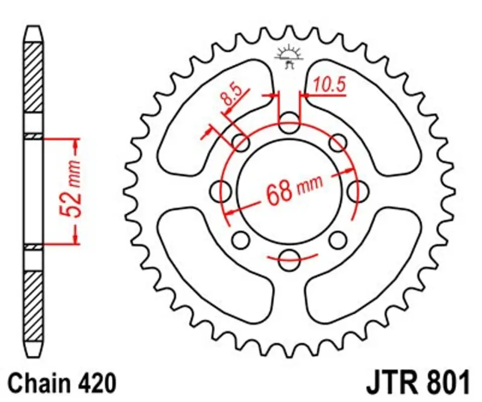 Horká Nabídka Řetězová rozeta JT JTR 801-42 42 zubů, 420