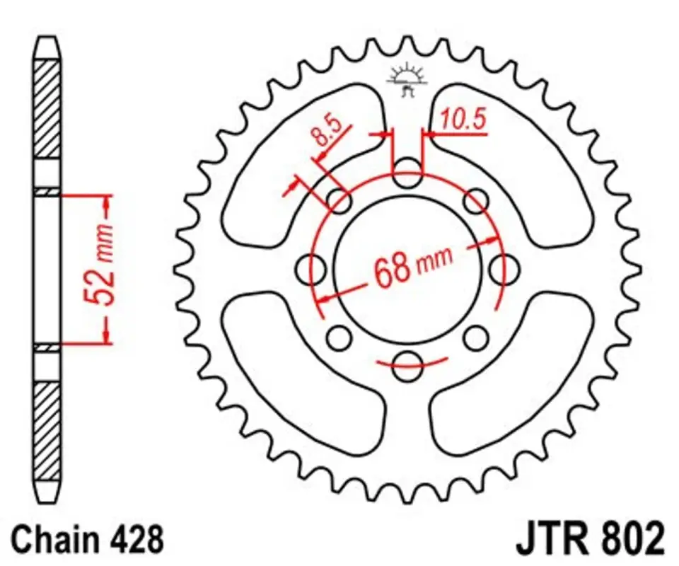 Bezpečná Platba Řetězová rozeta JT JTR 802-50 50 zubů, 428