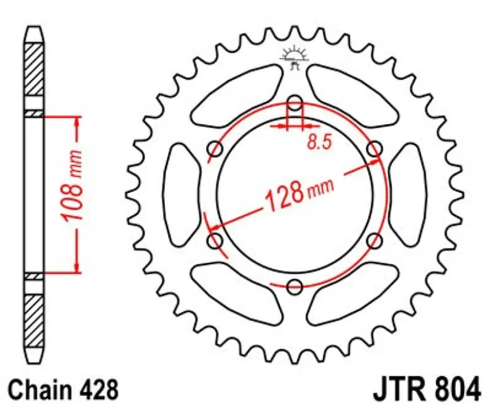 Akce Řetězová rozeta JT JTR 804-42 42 zubů, 428