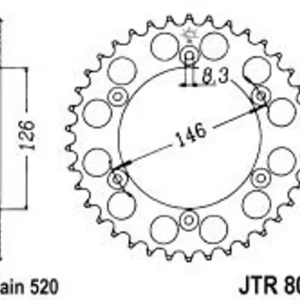 Nakupujte Hned Řetězová rozeta JT JTR 808-39 39 zubů, 520