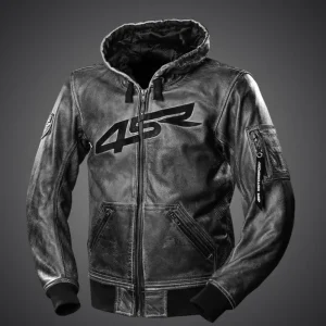 Sezónní Sleva 4SR Pánská kožená moto bunda Hoodie