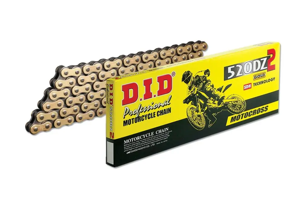 Výhodná Nabídka Motokrosový závodní řetěz D.I.D Chain 520DZ2 SDH 114 článků Zlatá/Černá