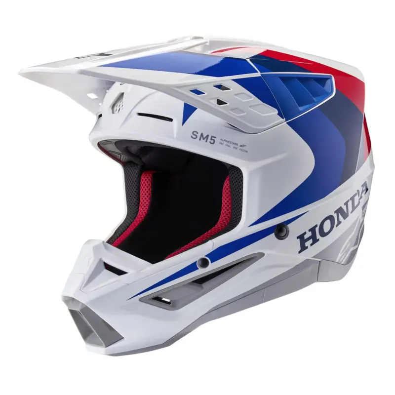 Přilba ALPINESTARS S-M5 HONDA kolekce (bílá/modrá/červená) 2024 Bezpečná Platba