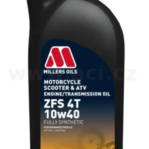 Víkendová Akce MILLERS OILS ZFS 10W40, plně syntetický olej pro 4T motory, vhodný pro aplikace s mokrou spojkou 1 l