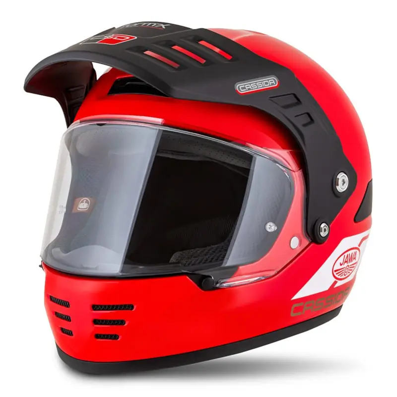 Must-Have přilba FormX Jawa RotaX, CASSIDA (červená/bílá/zlatá/černý matný kšilt) 2025