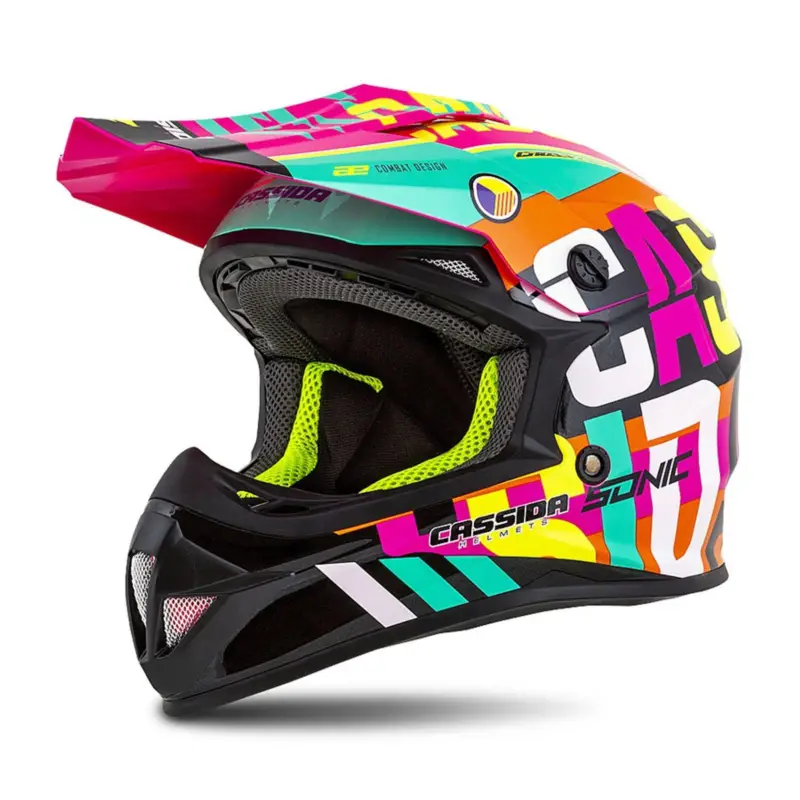 Ověřený CASSIDA Dětská motocrossová přilba Cross Cup Sonic multicolor