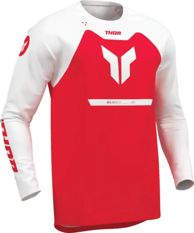 Top Prodej Pánský moto dres THOR Ridemode Menace Jersey červená/bílá