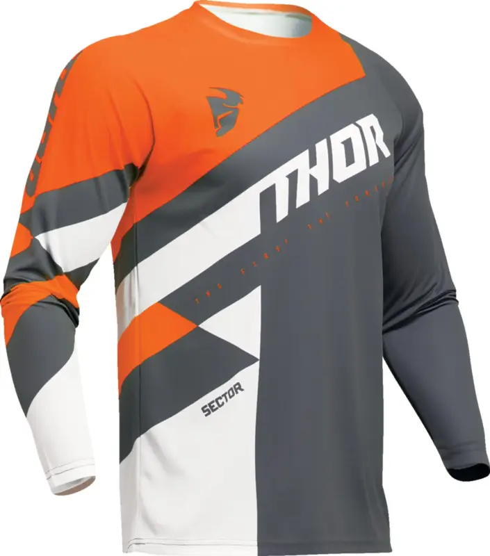 THOR dětský dres SECTOR CHECKER tm.šedá/oranžová Nakupujte Hned