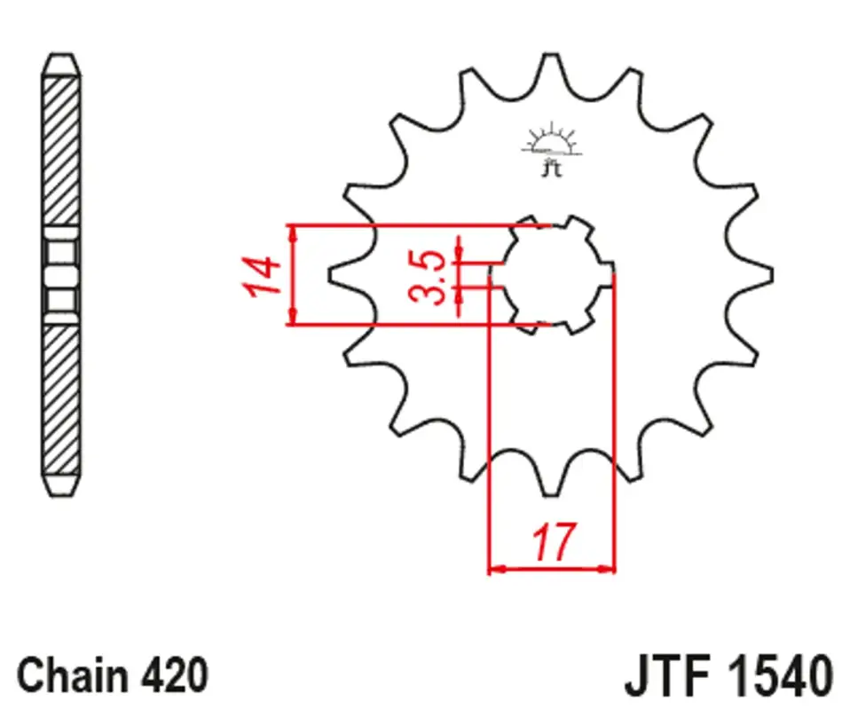 Expresní Doručení Řetězové kolečko JT JTF 1540-14 14 zubů, 420