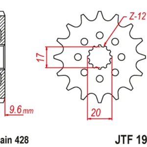 Značkový Řetězové kolečko JT JTF 1905-14 14 zubů, 428