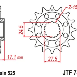 Nejprodávanější Řetězové kolečko JT JTF 749-16 16 zubů, 525