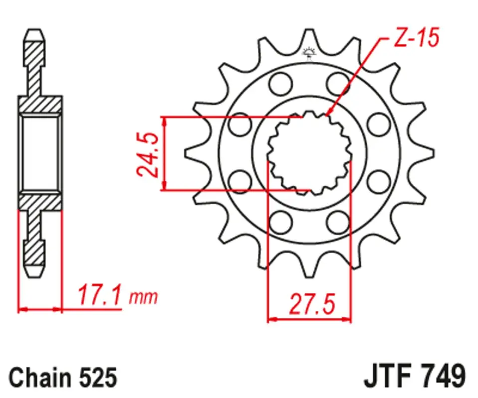 Nejprodávanější Řetězové kolečko JT JTF 749-16 16 zubů, 525