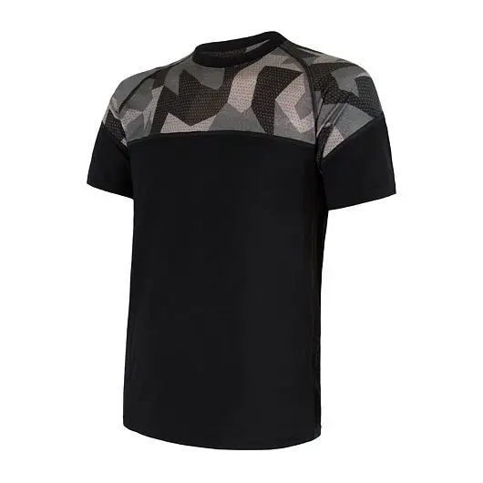 triko krátké pánské SENSOR MERINO IMPRESS černé/camo Časově Omezené