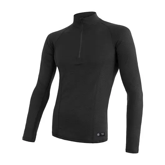 Akce triko dlouhé pánské SENSOR MERINO DOUBLE FACE zip černé