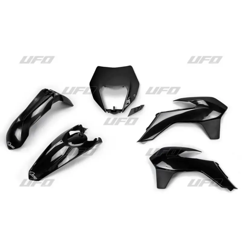 Aktuální UFO kompletní sada plastů KTM EXC/EXCF 14-16 s krytem světla barva černá (KT524E001)