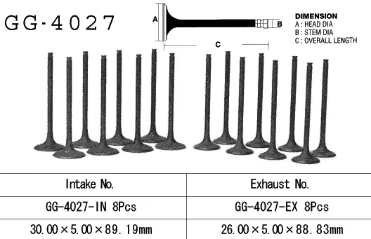 Akční Nabídka VESRAH sací ventil KAWASAKI ZX10 88-90 (ZX1000B1-B3) (30,0 X 5,0 X 88,83 mm) (12005-1107) (1 kus) vyrobeno v Japonsku