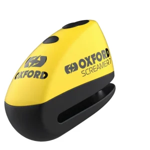 OXFORD zámek brzdového kotouče s alarmem model SCREAMER XA7, čep 7mm, barva černá/žlutá fluorescenční (starý kód: LK280) Pouze Dnes