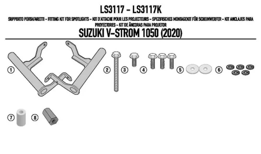 Nejlepší Volba KAPPA upevnění halogenů KS310 a KS322 SUZUKI V-STROM 1050 20-25 bez použití padacích protektorů KN3117