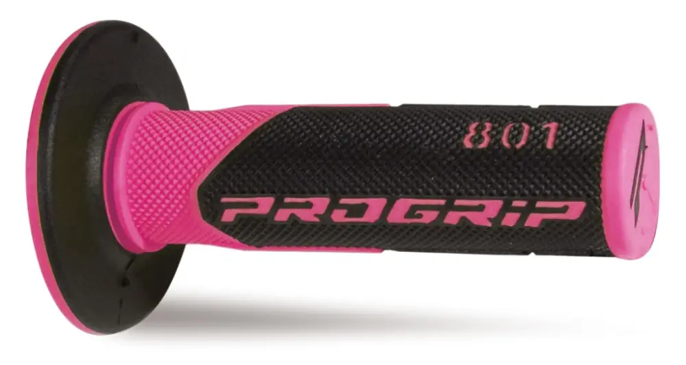 PROGRIP gripy PG801 OFF ROAD (22+25mm, délka 115mm) barva růžová fluorescenční/černá (dvousložkové) (801-297) Víkendová Akce