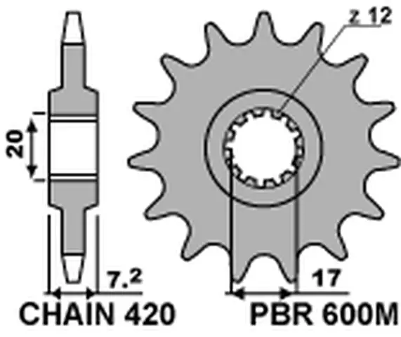 PBR řetězové kolo přední 600M 14 (JTF1120.14) (600M14JT) (MADE IN ITALY) Bezpečná Platba