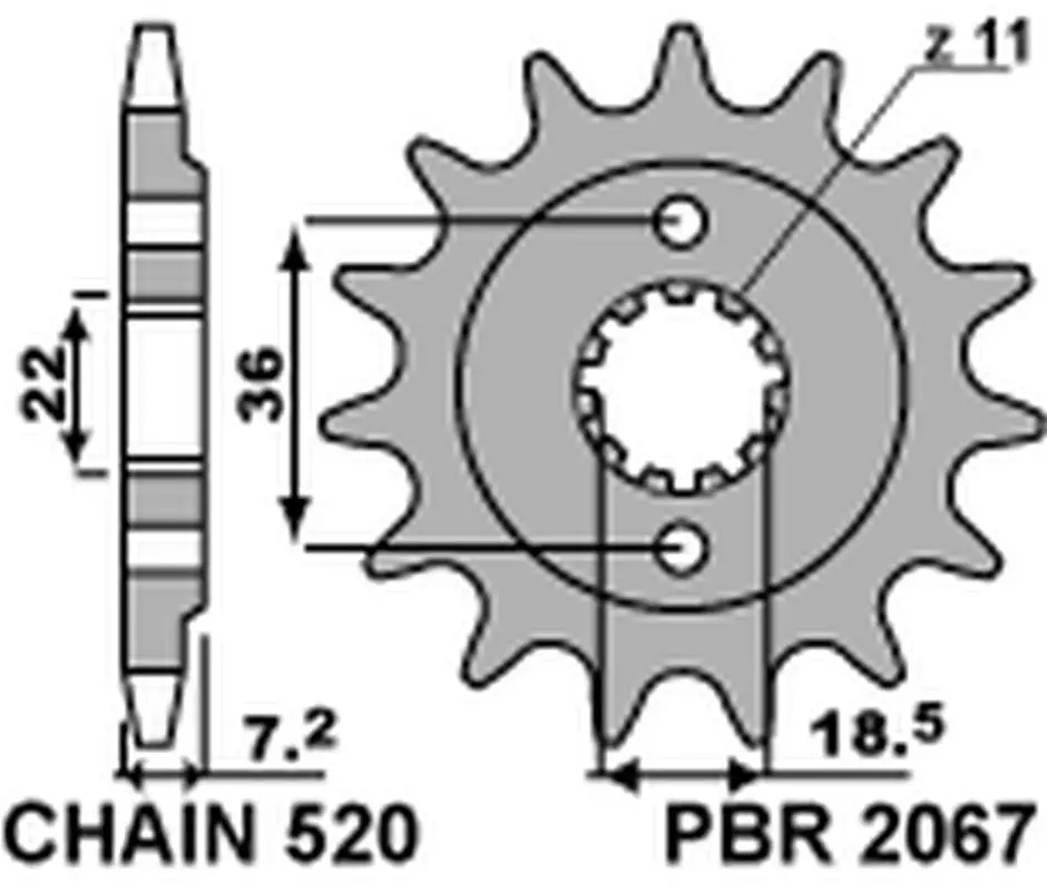 PBR řetězové kolečko přední 2067 14 18NC Finální Výprodej