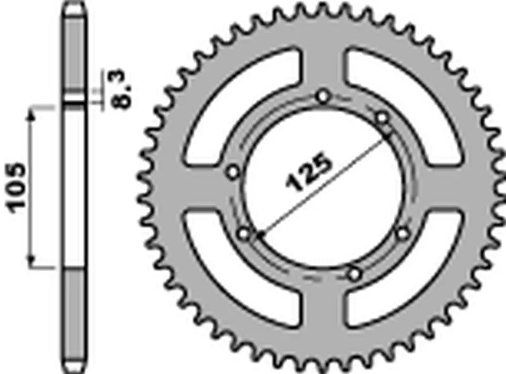 Cenový Hit PBR zadní řetězové kolo 4413 57 F YAMAHA XT 125X/SM/R '05-'10 (JTR1134.57) (ŘETĚZ 428) (MADE IN ITALY)