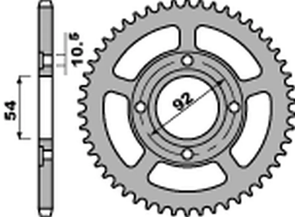 PBR zadní řetězové kolo 4432 45 F YAMAHA TZR 50 RR / X-POWER '03-'09 (JTR1078.45) (ŘETĚZ 420) (STD.-2) (MADE IN ITALY) Poslední Šance