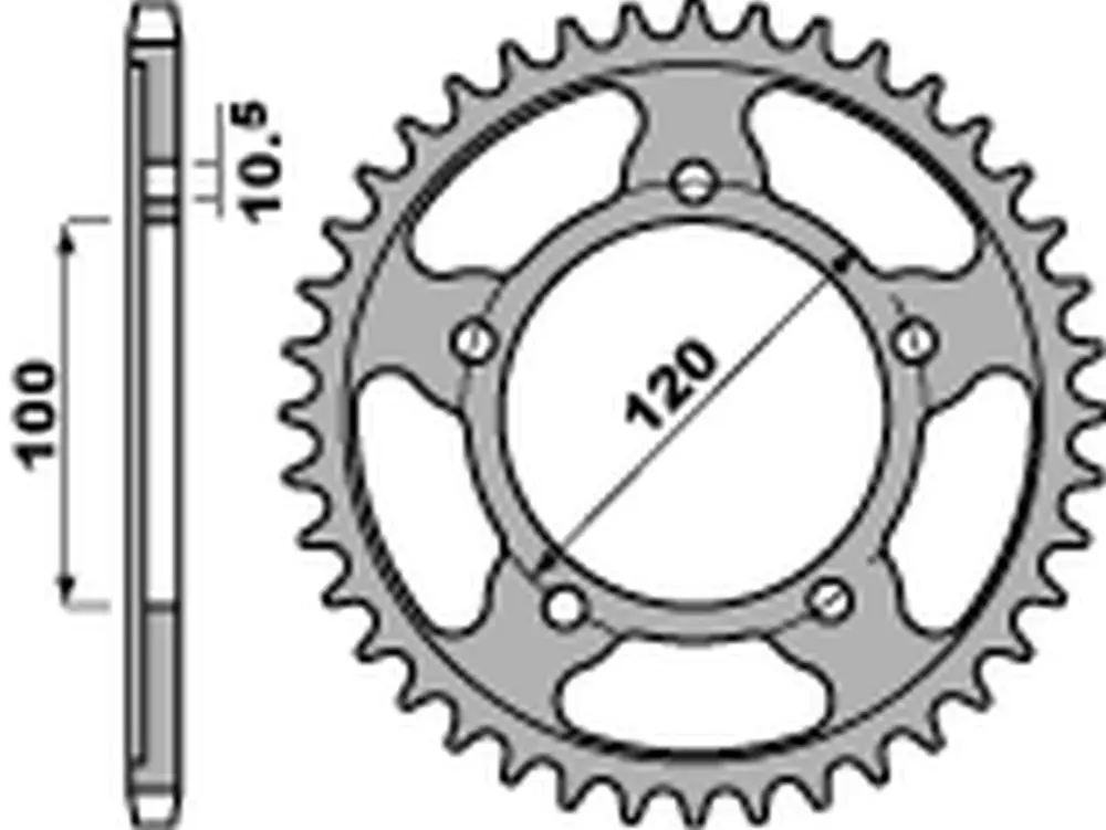 PBR zadní řetězové kolo 4447 44 C45 APRILIA RSV 4RF '15-'17, RSV4 RR '16-'17, TUONO 1000/1100 '06-'15 (JTR713.44) (ŘETĚZ 525) (STD.+2) (MADE IN ITALY) Dokud Zásoby Vydrží