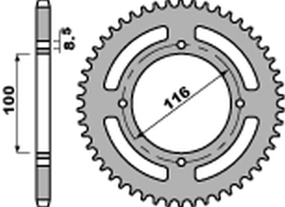 Nová Kolekce PBR zadní řetězové kolo 467 53 C45 KAWASAKI KX 80/85 '86-'12 (JTR461.53) (ŘETĚZ 420) (MADE IN ITALY)