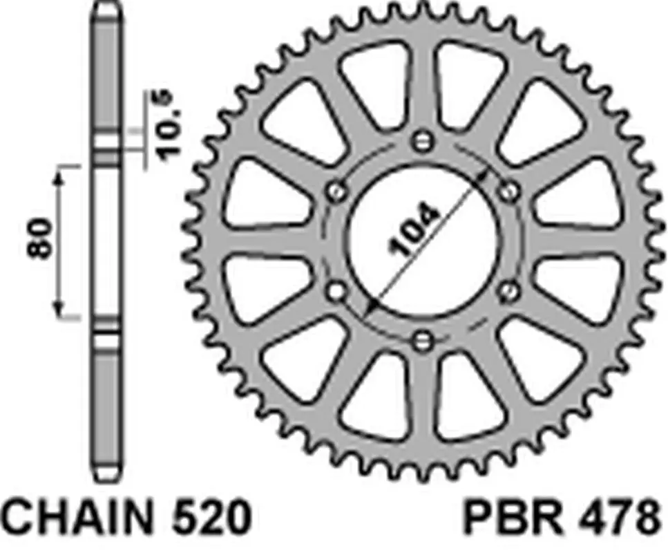 Jen Po Omezenou Doba PBR zadní řetězové kolo 478 47 C45 KAWASAKI Z 1000/SX '03-'20, ZX-10R/RR '04-'20, ZX-6R '98-'20, ER-6N '06-'17, VERSYS 650 '07-'20 (JTR478.47) (ŘETĚZ 520) (MADE IN ITALY)