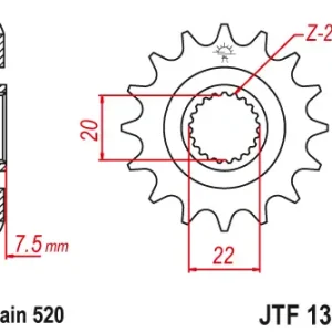 Hit Sezóny JT řetězové kolo přední 2120 13 HONDA CR 125R '04-'07, CRF 250R/X '04-'17 (řetěz 520)
