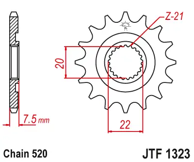 Hit Sezóny JT řetězové kolo přední 2120 13 HONDA CR 125R '04-'07, CRF 250R/X '04-'17 (řetěz 520)