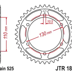 Vysoce Kvalitní JT rozeta zadní 4285 42 YAMAHA YZF-R7 '22-'23, MT-10 (MTN1000) '22-'23 (428542JT) (řetěz 525)