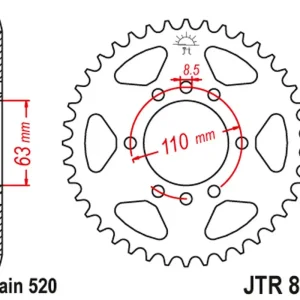 Akční Nabídka JT rozeta zadní 4675 44 KTM 125/200 DUKE '14-'22, 390 DUKE/RC '13-'23 (JTR890.44) (řetěz 520) barva černá