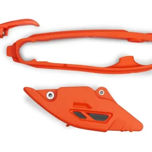Cenově Výhodný UFO komplet kluzák + vodítko řetězu KTM SX 125 / 250 / 300 23-25, SXF (SX-F) 250 / 350 / 450 23-25, EXC 150 / 250 / 300 24-25, EXCF (EXC-F) 350 / 450 / 500 24-25 barva oranžová (KT05017001 + KT05018001)