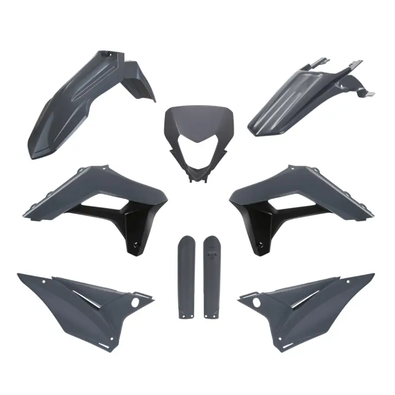 Hit Sezóny POLISPORT kompletní sada plastů (FULL KIT) SHERCO SE-R/SEF-R 24 v sadě kryt světla (8681100011) a kryty tlumičů (8398600011) barva šedá NEGRO