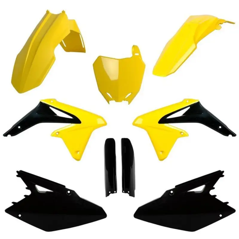 Víkendová Akce POLISPORT kompletní sada plastů (FULL KIT) SUZUKI RMZ 450 08-17 v sadě tabulka přední (8659300001) a kryty tlumičů (8398300002) barva černá žlutá OEM