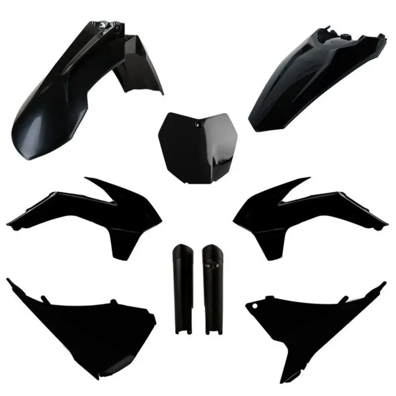 Must-Have POLISPORT kompletní sada plastů (FULL KIT) KTM SX/SX-F/XC-F 13-14 v sadě tabulka přední (8659100003) a kryty tlumičů (8398500003) barva černá